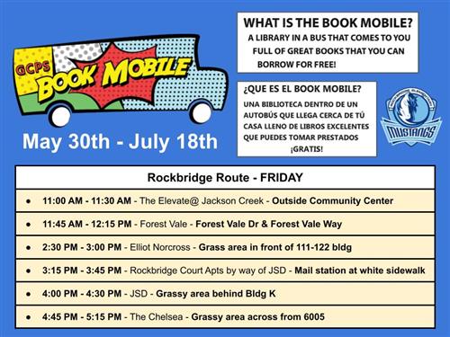 2023 Book Mobile Schedule for Rockbridge ES Neighborhoods